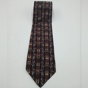 XMI 325 Series For Nordstorm Geometric Pattern Burgundy Tie All Silk